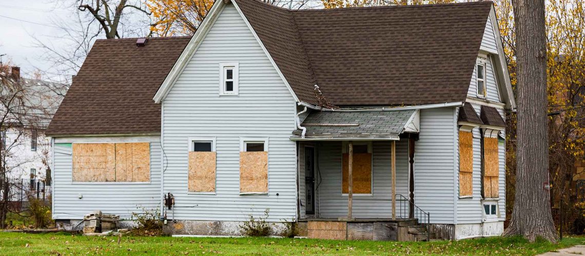 Abandoned Home in Detroit, Michigan. This is a deserted building in a bad part of town.